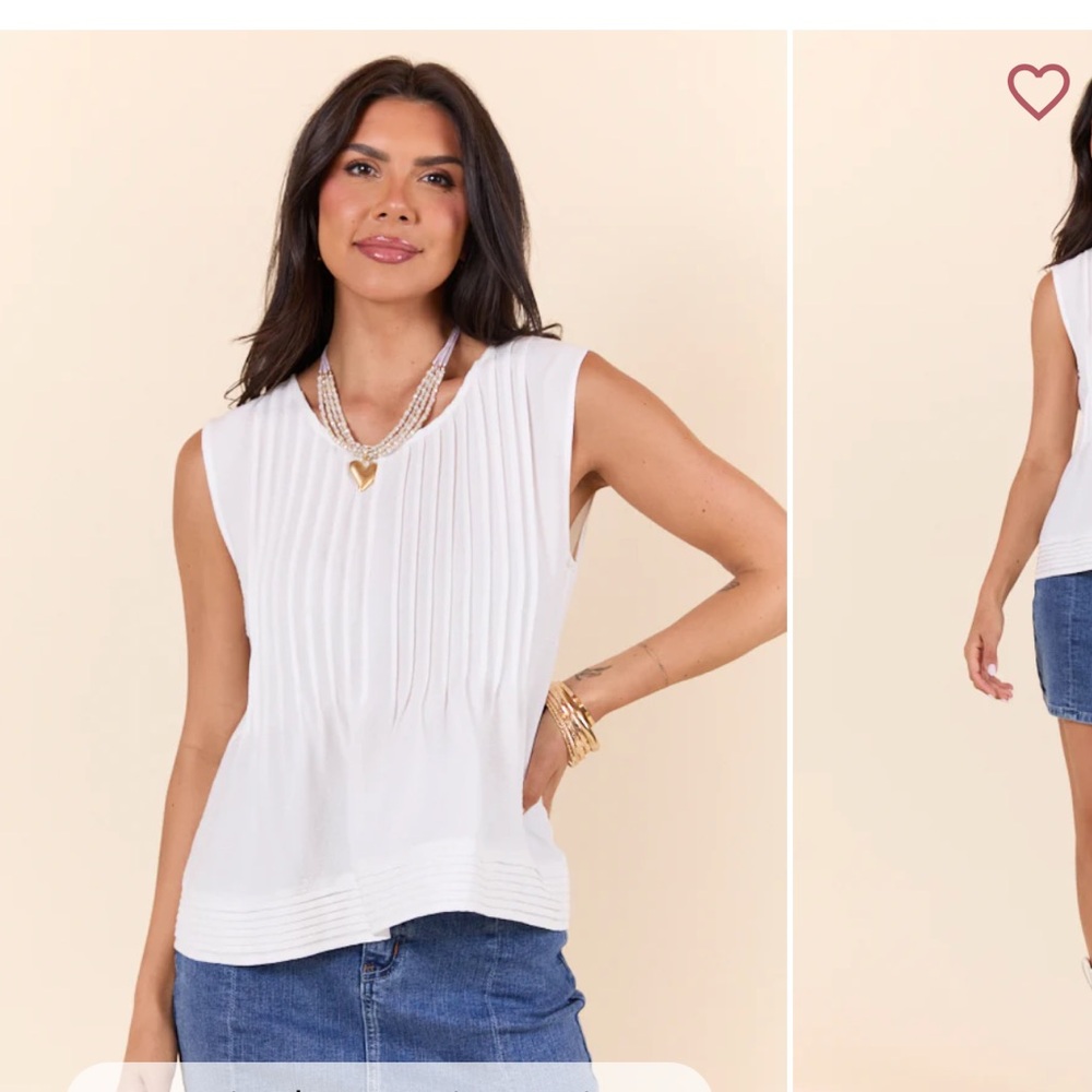 Pink Lily ivory Sleeveless Top